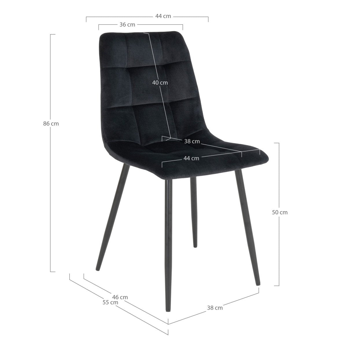 2-pk Middelfart spisestol sort