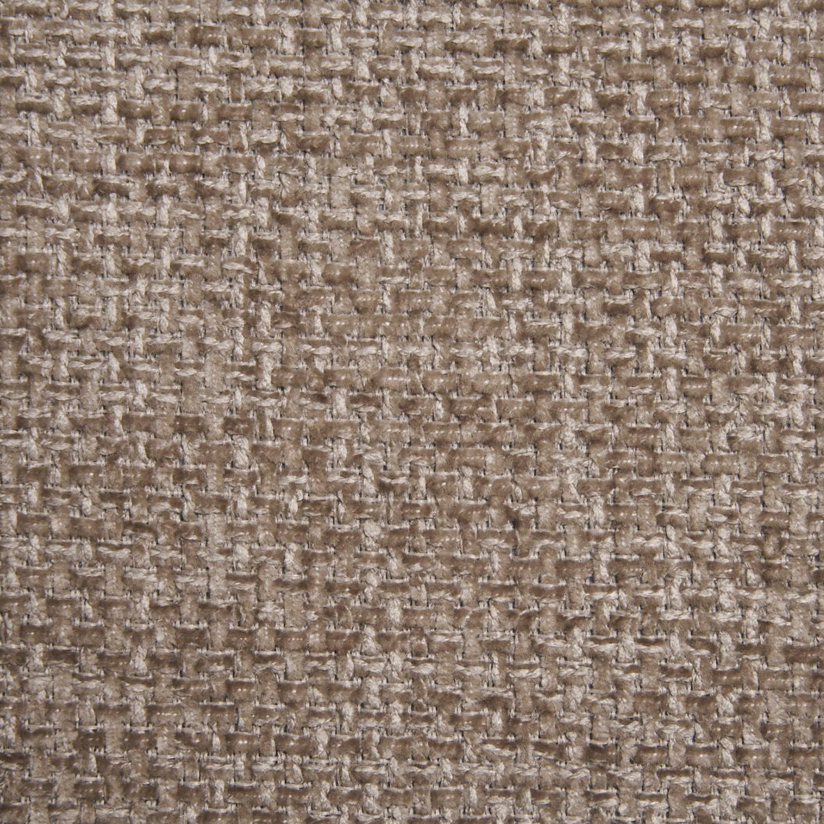 Detaljbilde av bouclé-stoff i brun farge brukt på Melilla spisestol