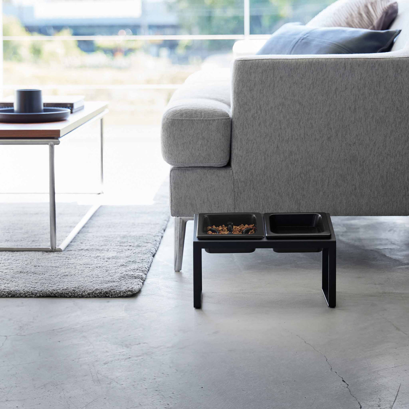 Dobbel hundeskål med forhøyet stativ for bedre spisehøyde