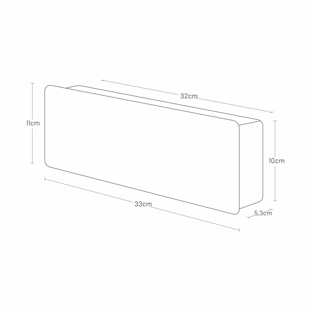 Bred nøkkelholder hvit 33 x 11 x 5,3 cm - Lindas Dekor