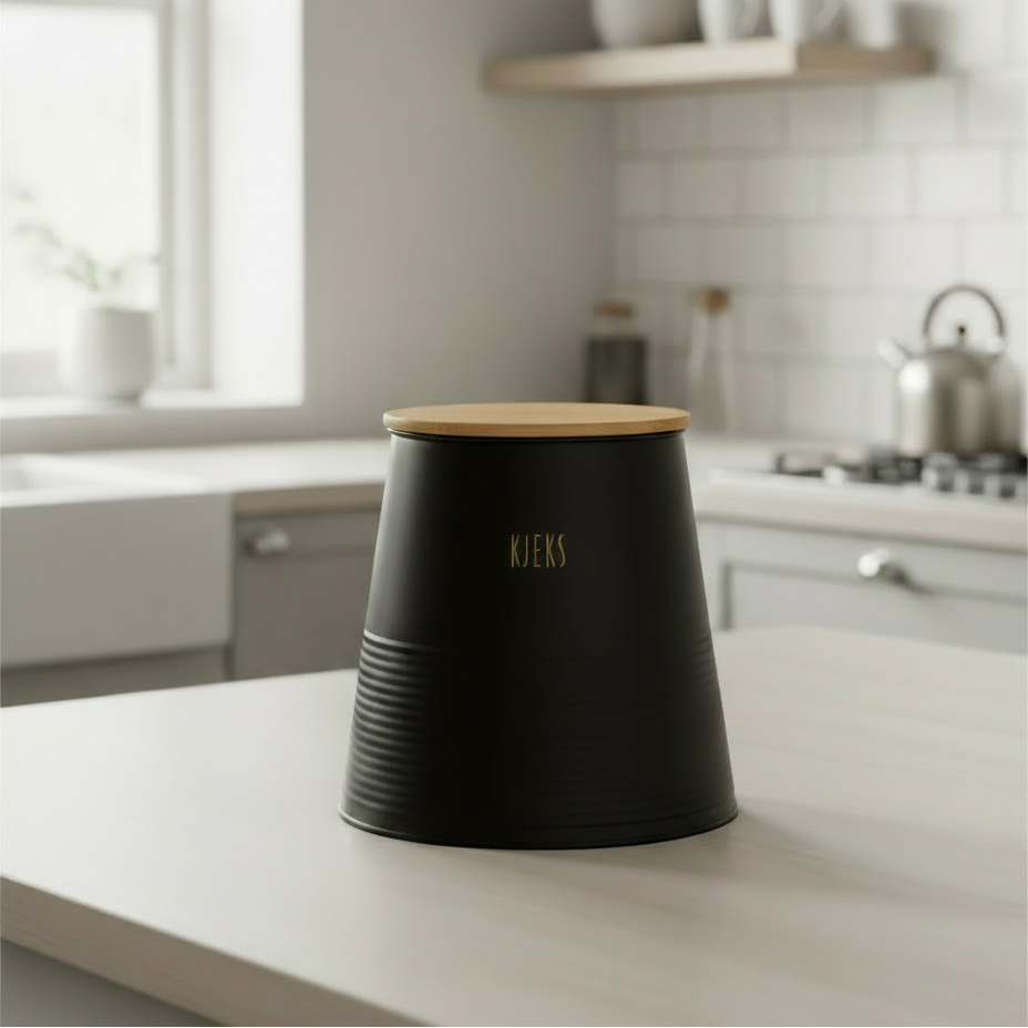 Oppbevaringsboks med bambuslokk kjeks 17,5 cm