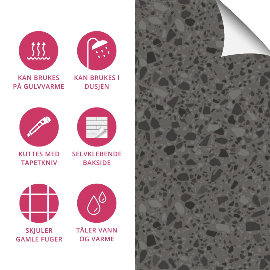 8-pk Venezia terrazzo selvklebende fliser