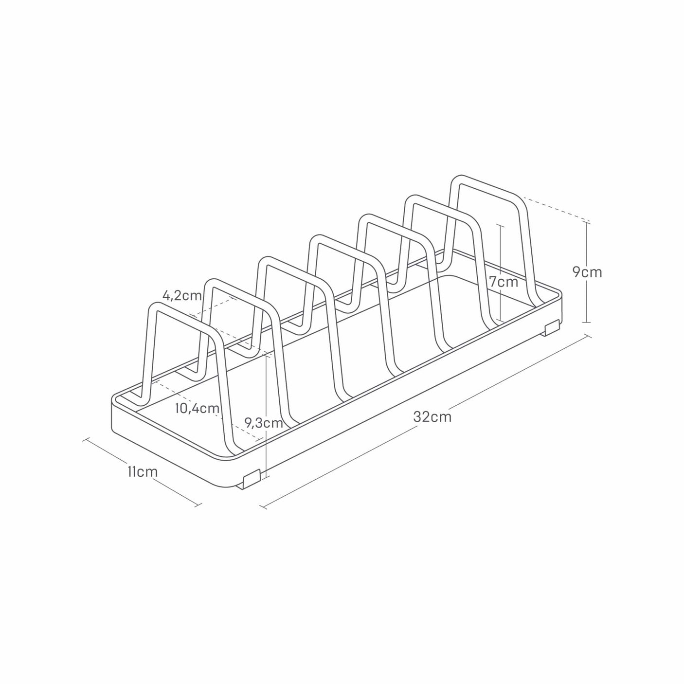 Dimensjoner av tallerkenstativ sort