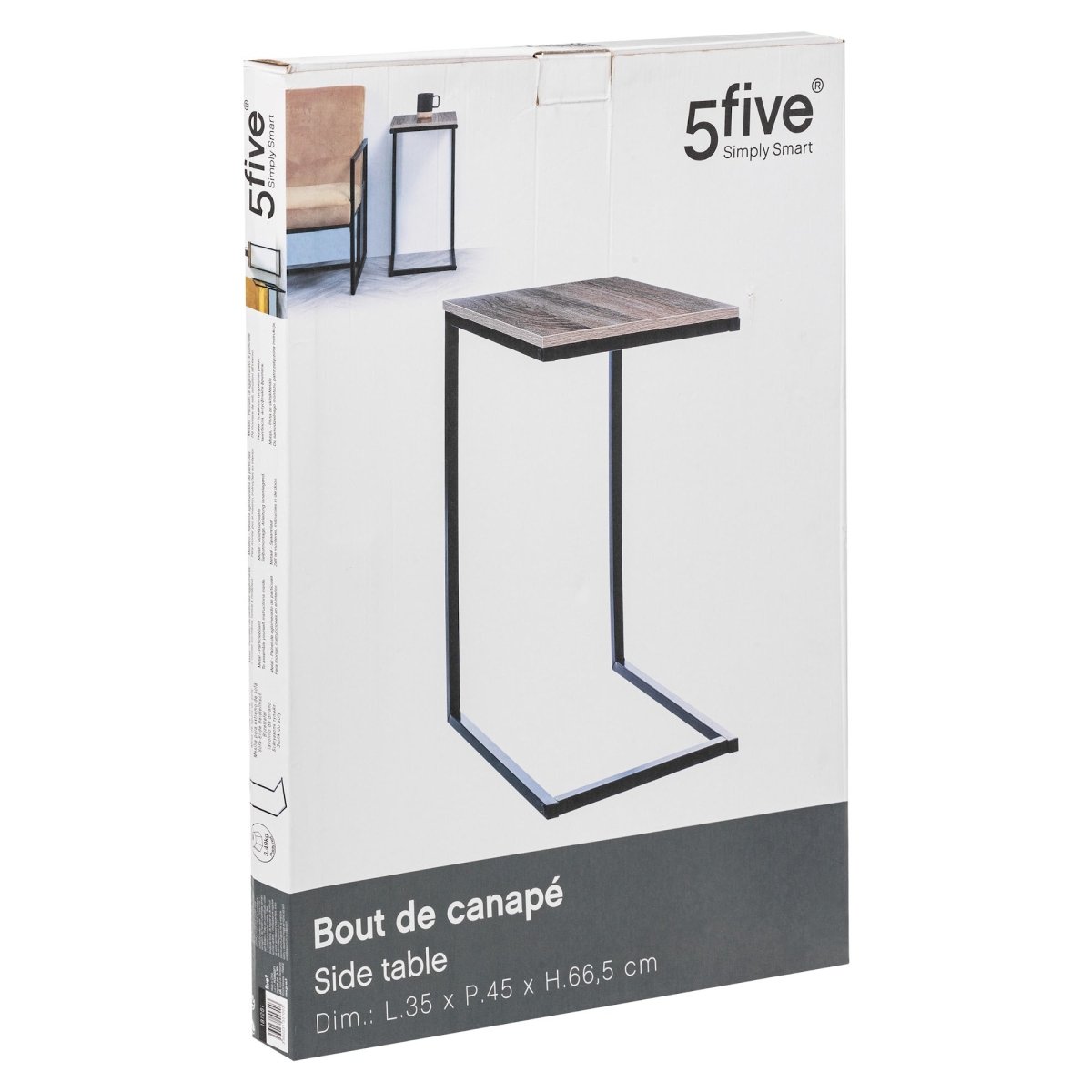 Sidebord Aliaj sort og beige, sidebordet i esken