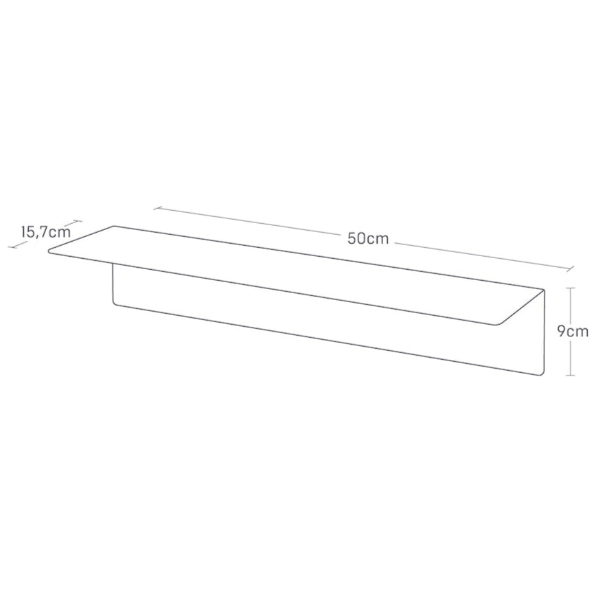 Vegghylle i sort metall 50 x 15,7 cm