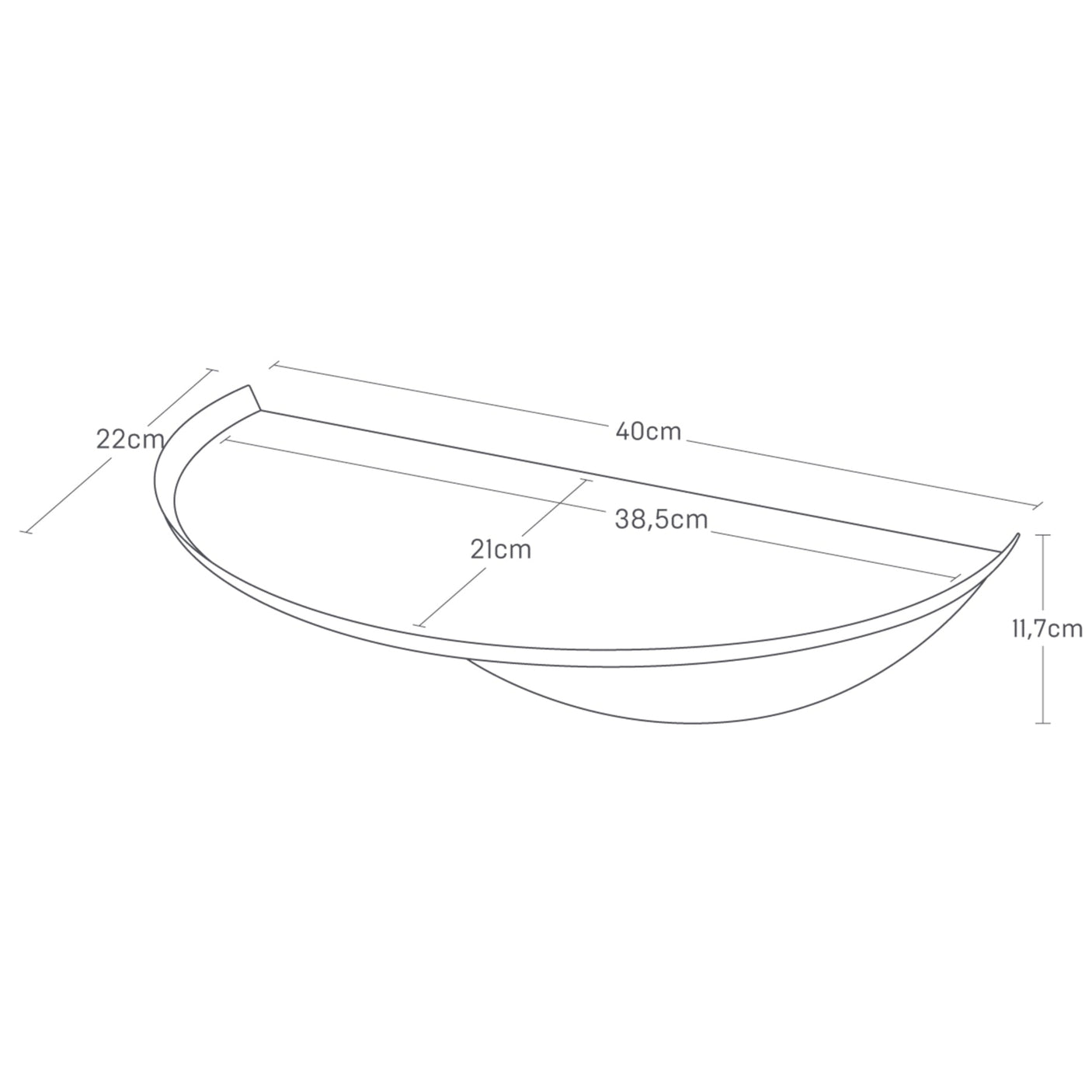 Vegghylle halvrund hvit