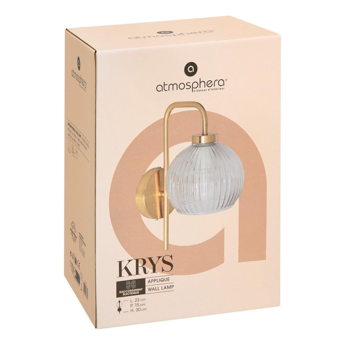 Atmosphera Krys vegglampe gull i original emballasje