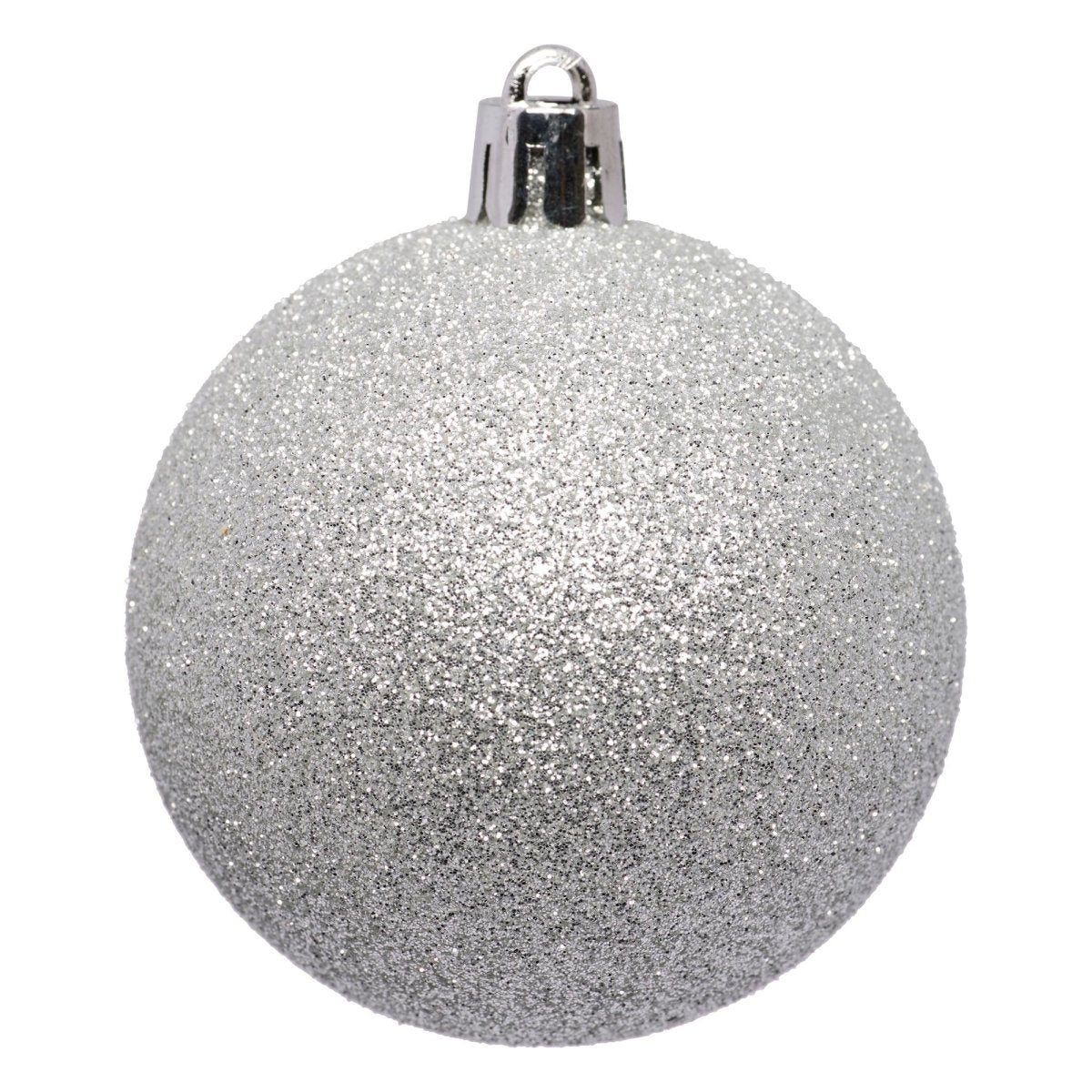 25-pk julekuler sølv 6 cm, sølvkule med glitter