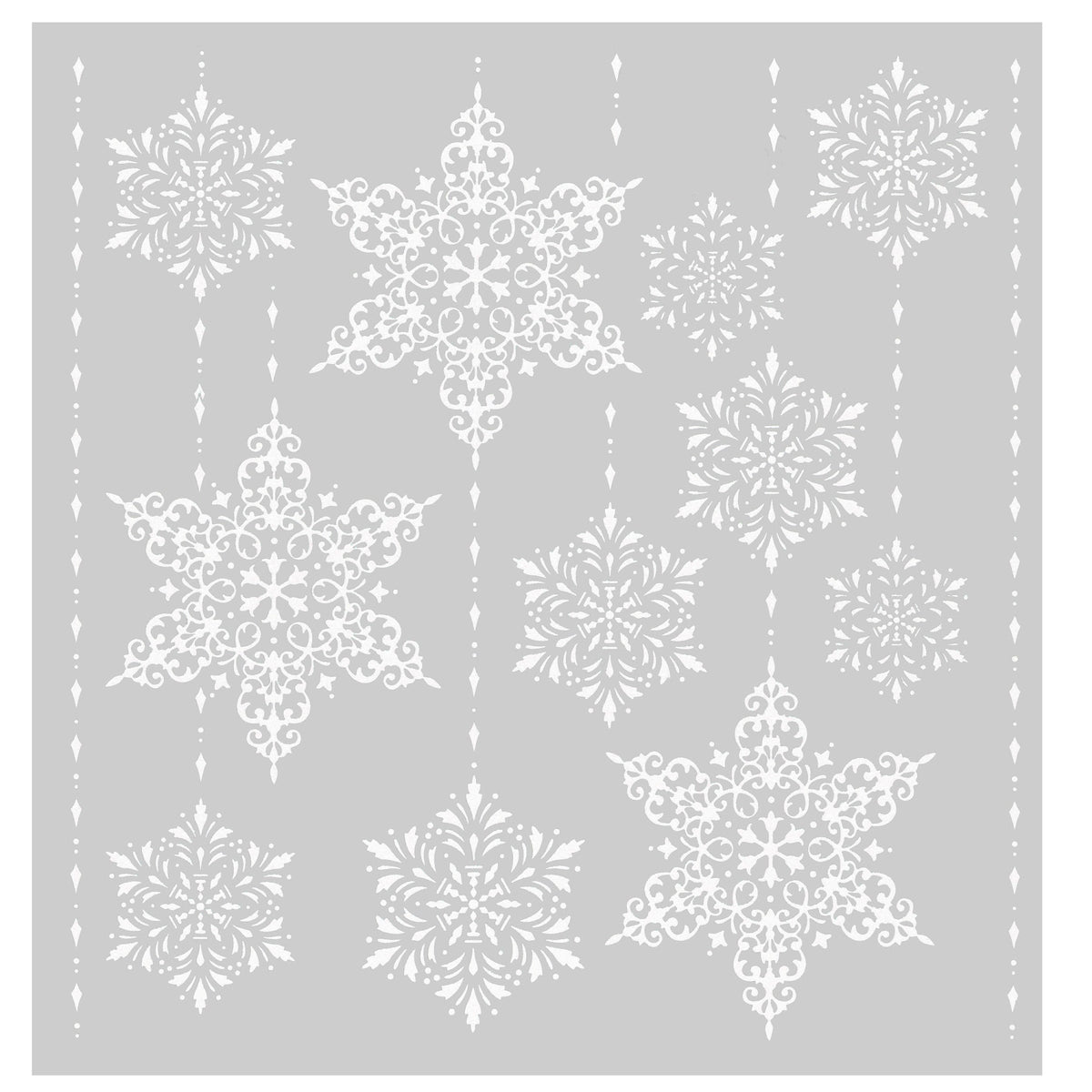 Julestickers med glitter 6 design 31,5 x 30,4 cm, ark med store snøkrystaller