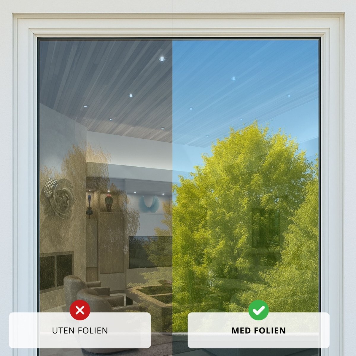 Static Reflektiv vindusfolie 90 cm x 2 meter - Lindas Dekor