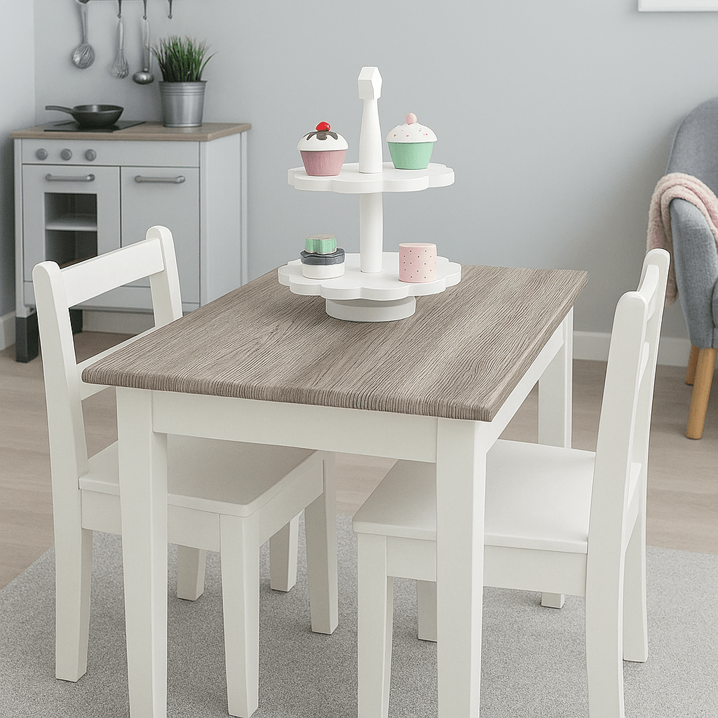 Eik kontaktplast på spisebord – realistisk tredesign med varmt, naturlig uttrykk