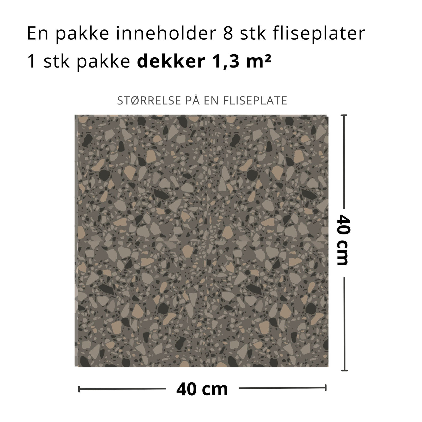 Nærbilde av Clemont terrazzo fliser med naturtro mønster og struktur