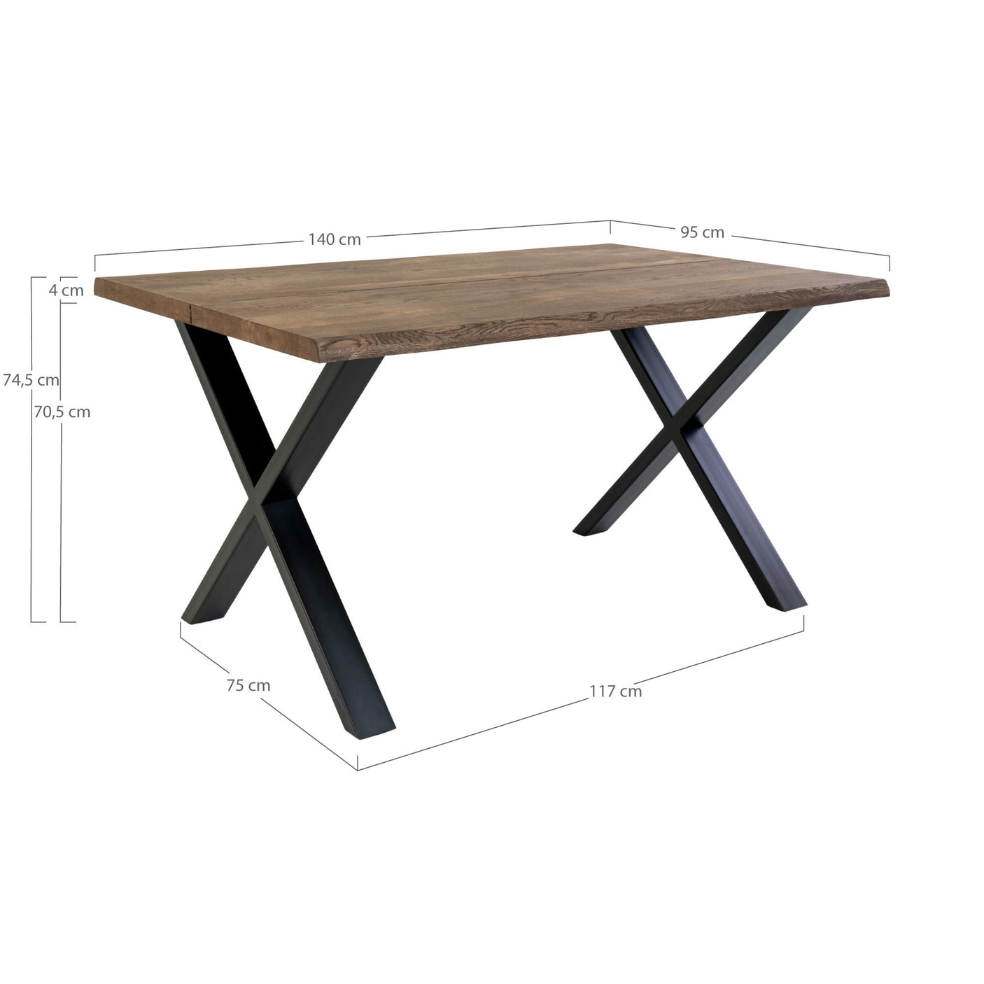 Toulon spisebord røkt eik 140 cm