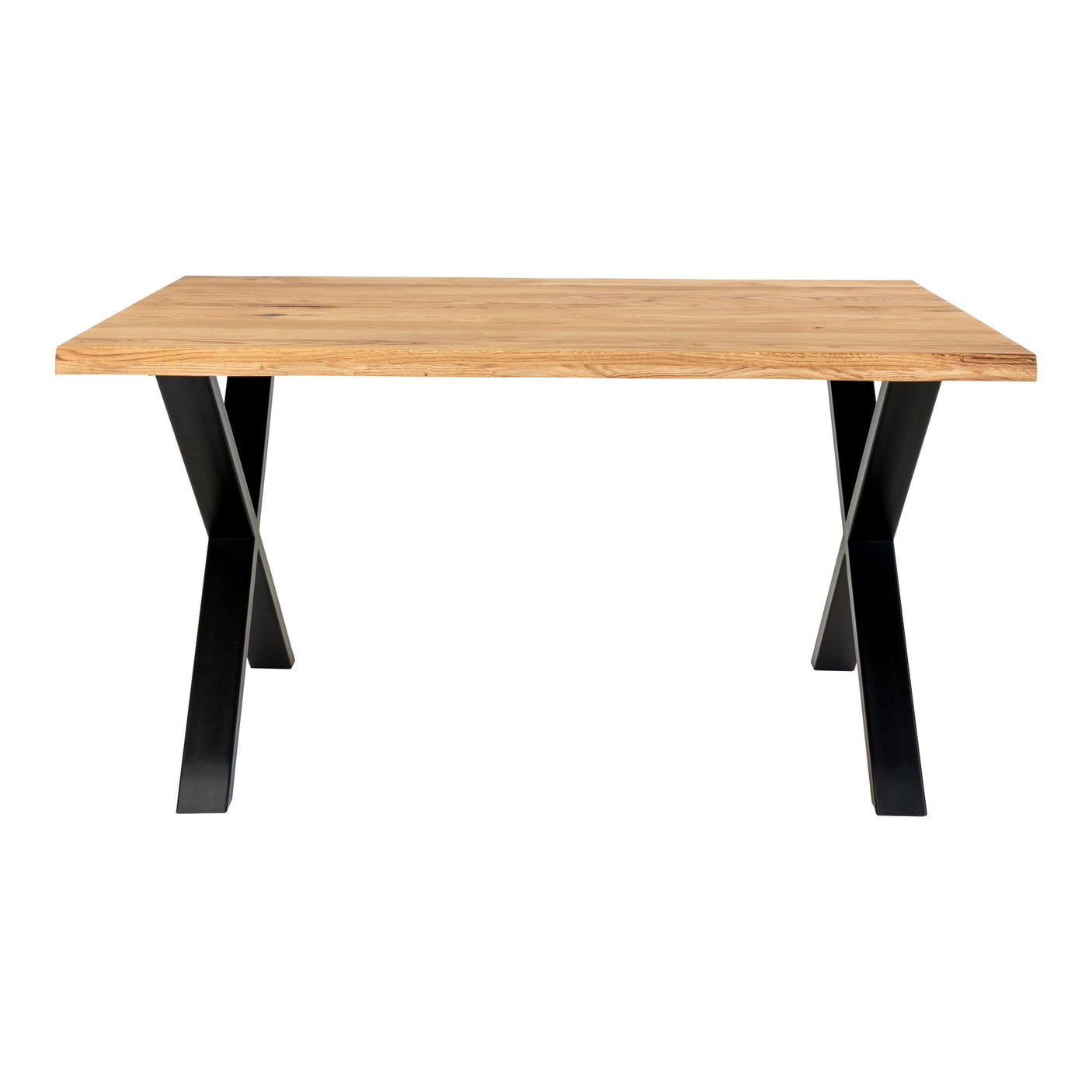 Toulon spisebord med naturfarget bordplate og sorte kryssbein