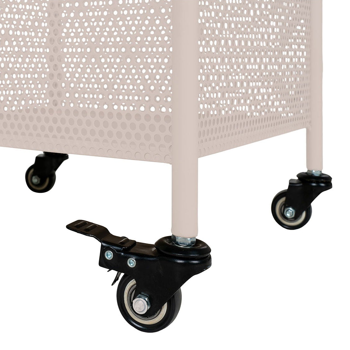 Sandfarget hyllevogn på hjul med lås