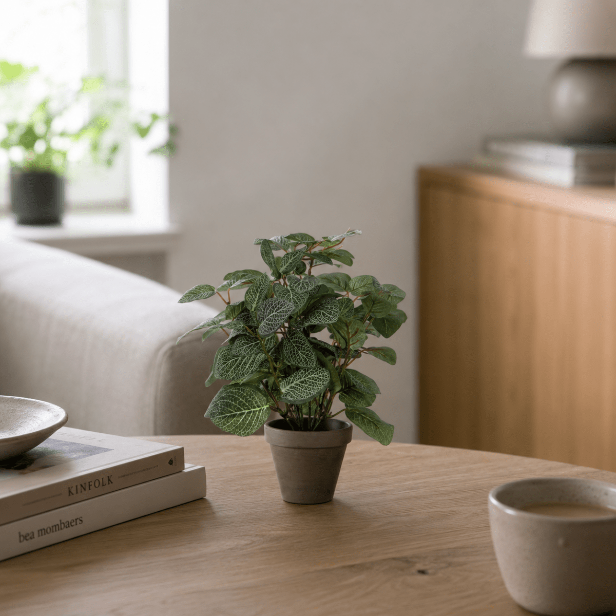 Peperomia kunstig plante grønn grå med potte - Lindas Dekor Kunstige planter