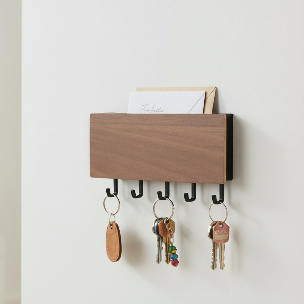 Magnetisk veggmontert nøkkelholder sort