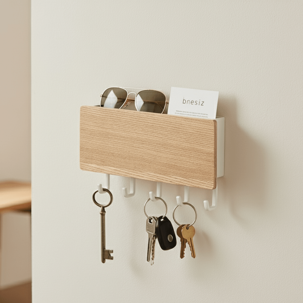 Magnetisk veggmontert nøkkelholder hvit - Lindas Dekor