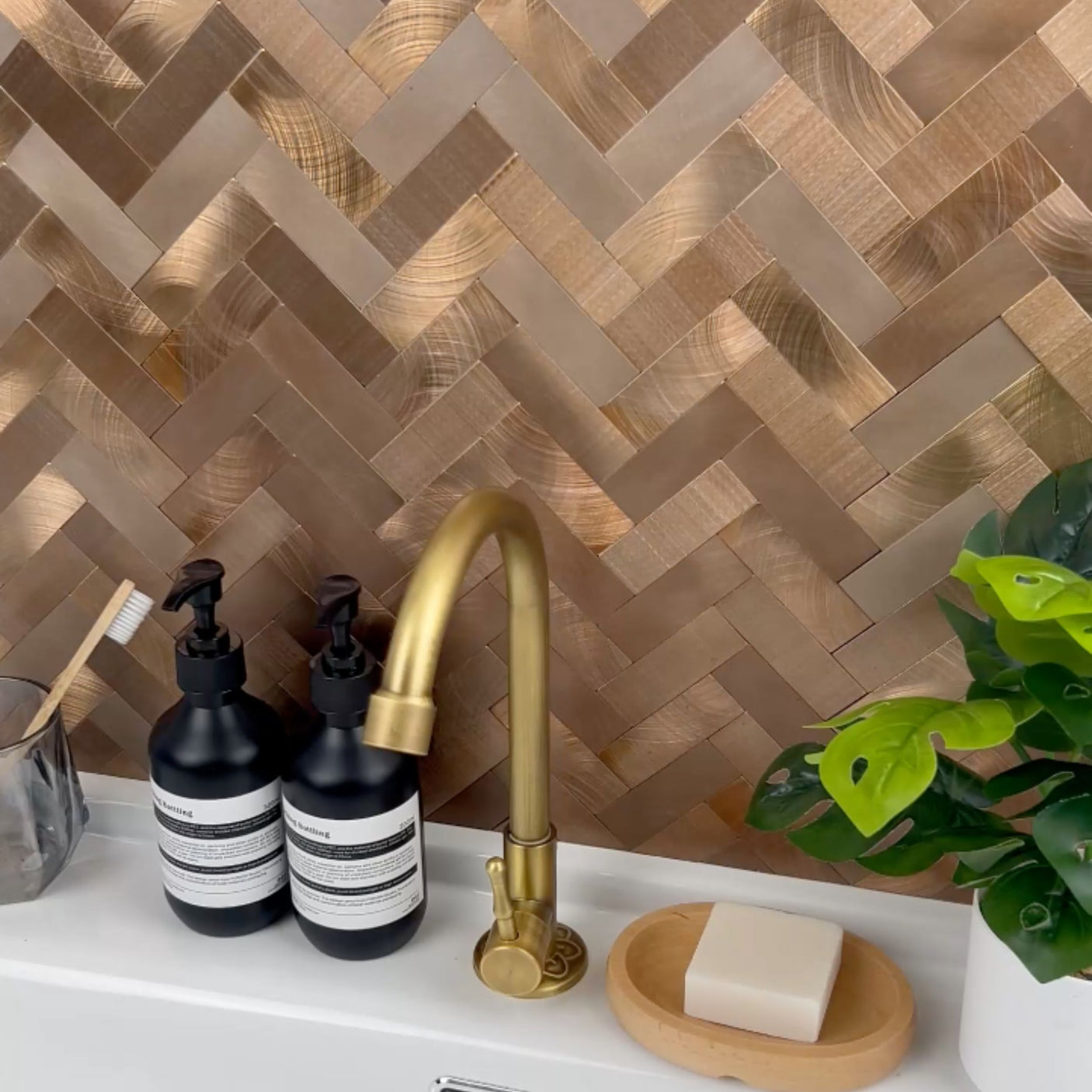 10-pk Sofie fiskebein selvklebende veggfliser