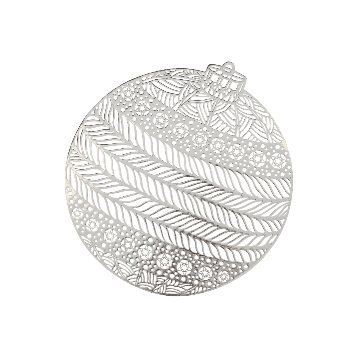 Bordbrikke julekule sølv diameter 38 cm - Lindas Dekor Bordbrikke
