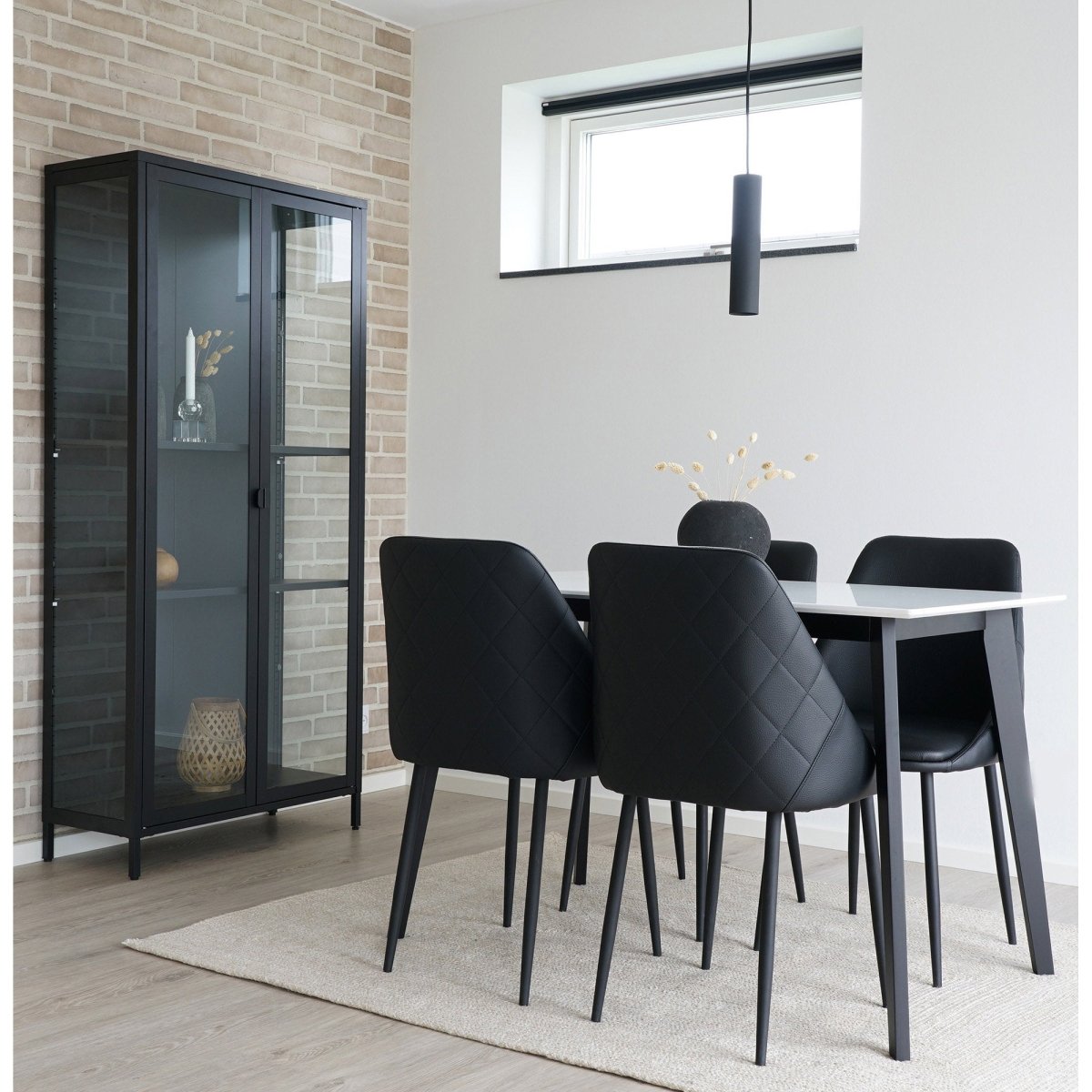 Brisbane vitrineskap 2 glassdører sort stål 80x35x175 cm - bilde 10