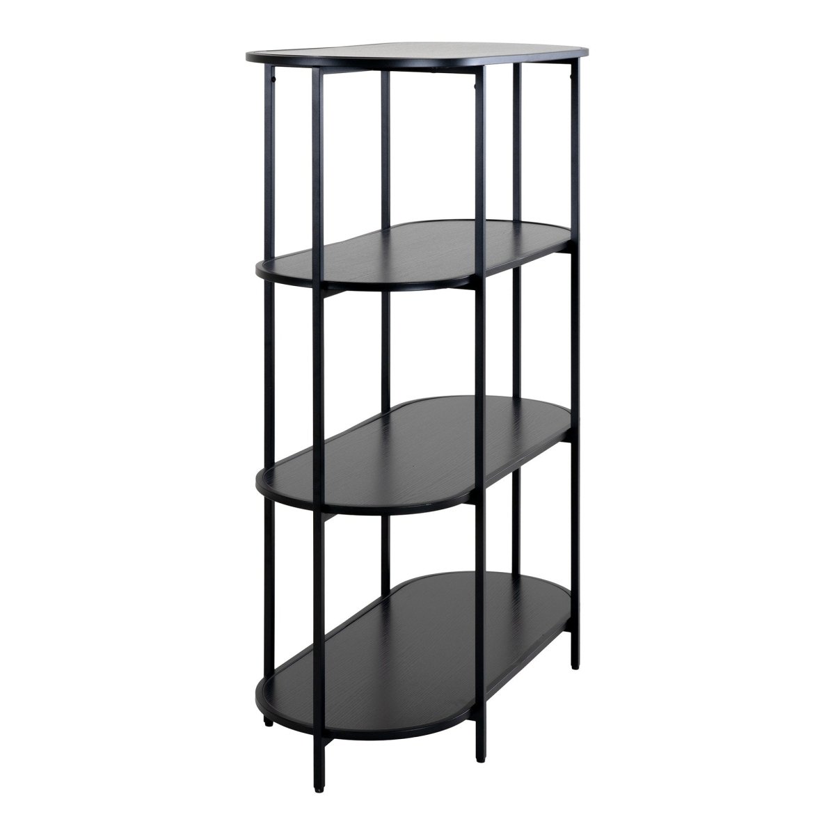 Vita oval bokhylle 4 hyller sort 85x36x111 cm - Lindas Dekor Bokhylle