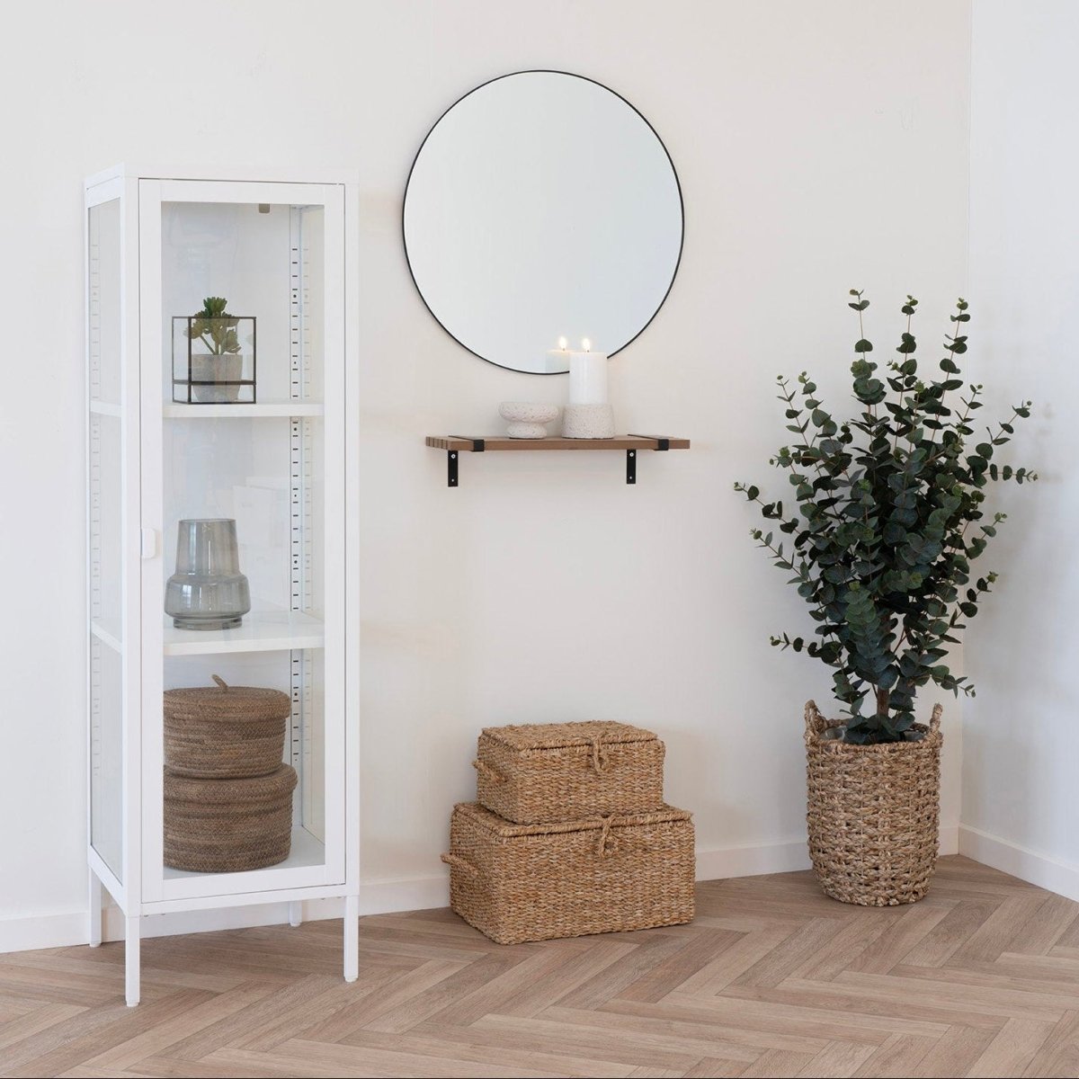 Brisbane smalt vitrineskap 1 glassdør hvit stål 40x35x140 cm - bilde 5