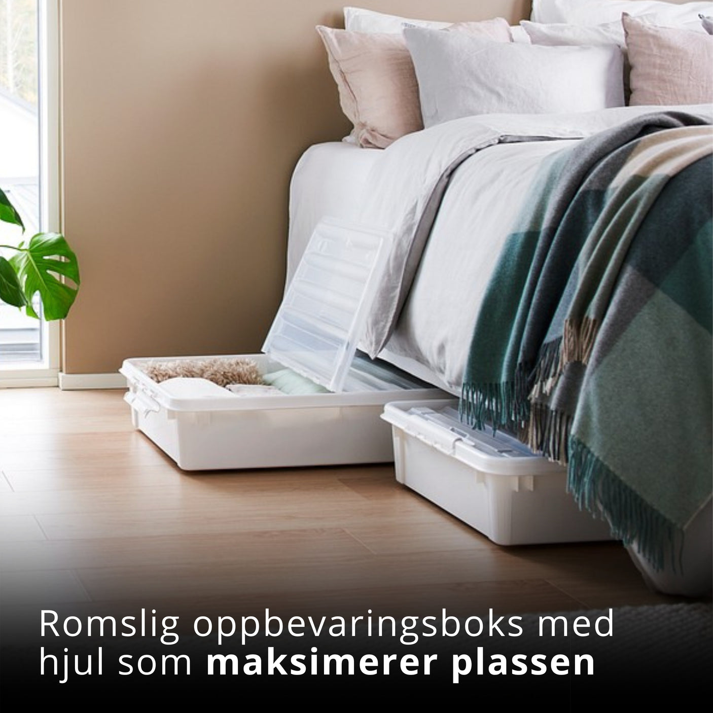 Oppbevaringsboks med hjul under seng som gir maksimal lagringsplass