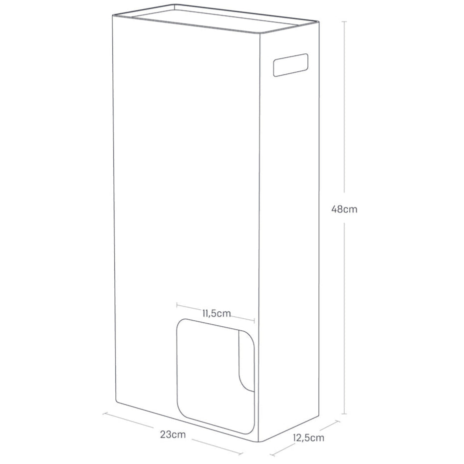 Kompakt toalettpapirstativ som passer perfekt i små baderom.