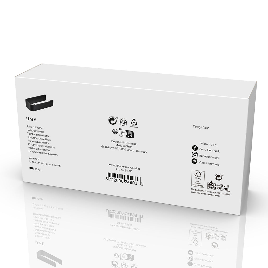 Toalettrullholder Ume Black 16 cm