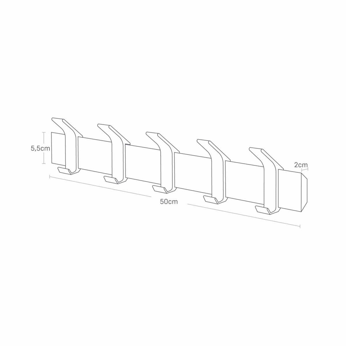 Veggmontert knaggrekke brun 50 x 10 cm - Lindas Dekor