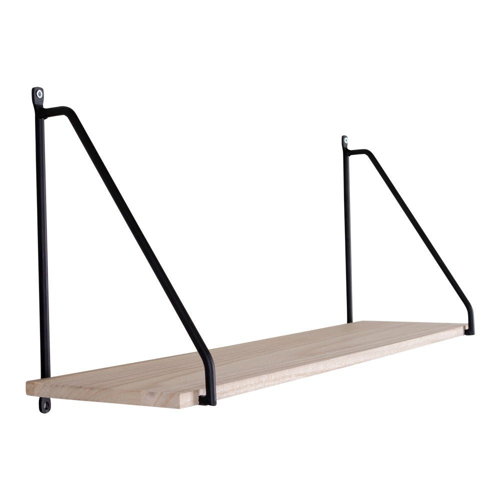 Arnhem vegghylle trehylle sort ramme 65 x 17 cm - Lindas Dekor