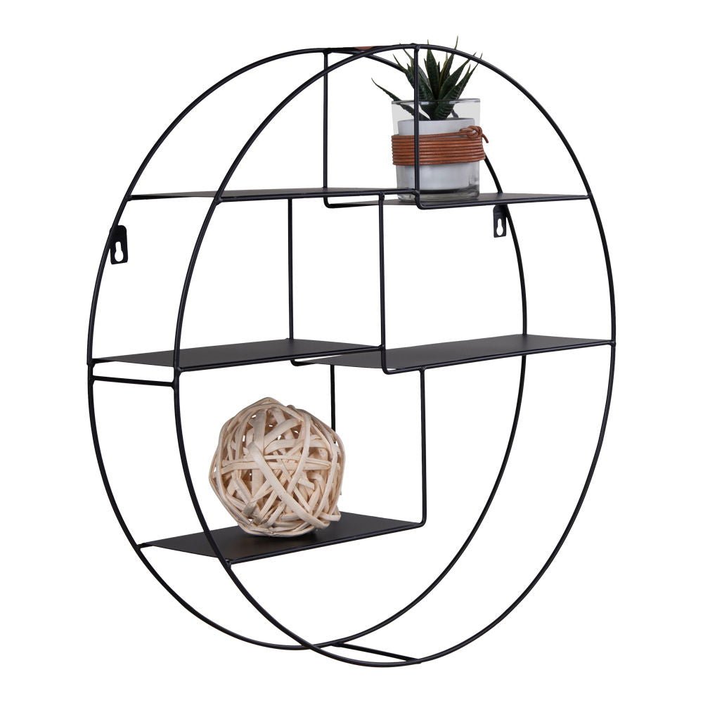 Genk vegghylle stål sort diameter 47 x 10 cm - Lindas Dekor