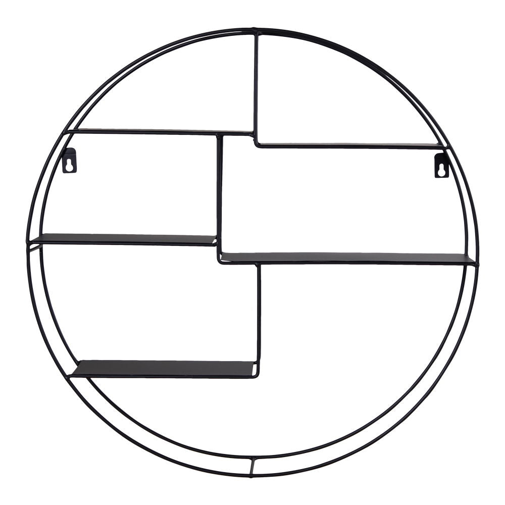Oppheng og konstruksjon på rund vegghylle i stål