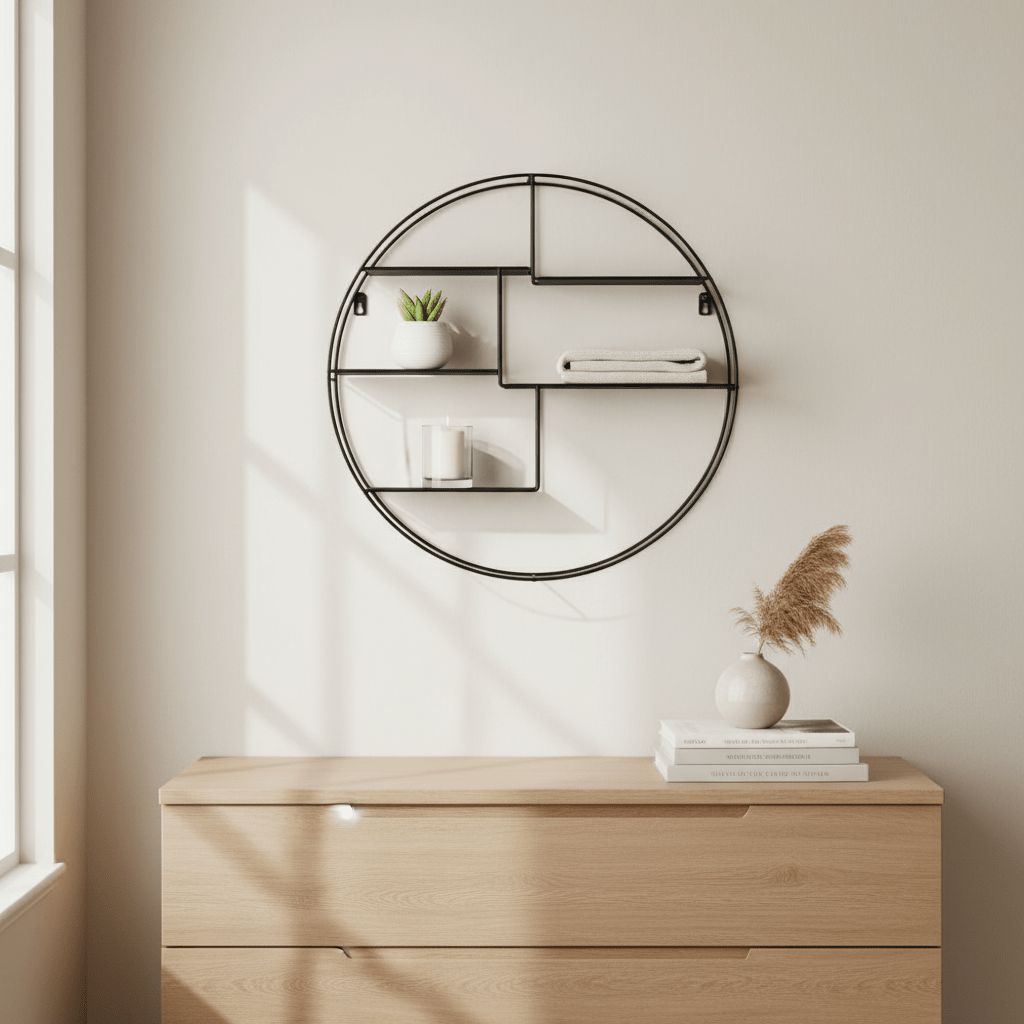Genk vegghylle stål sort diameter 47 x 10 cm - Lindas Dekor