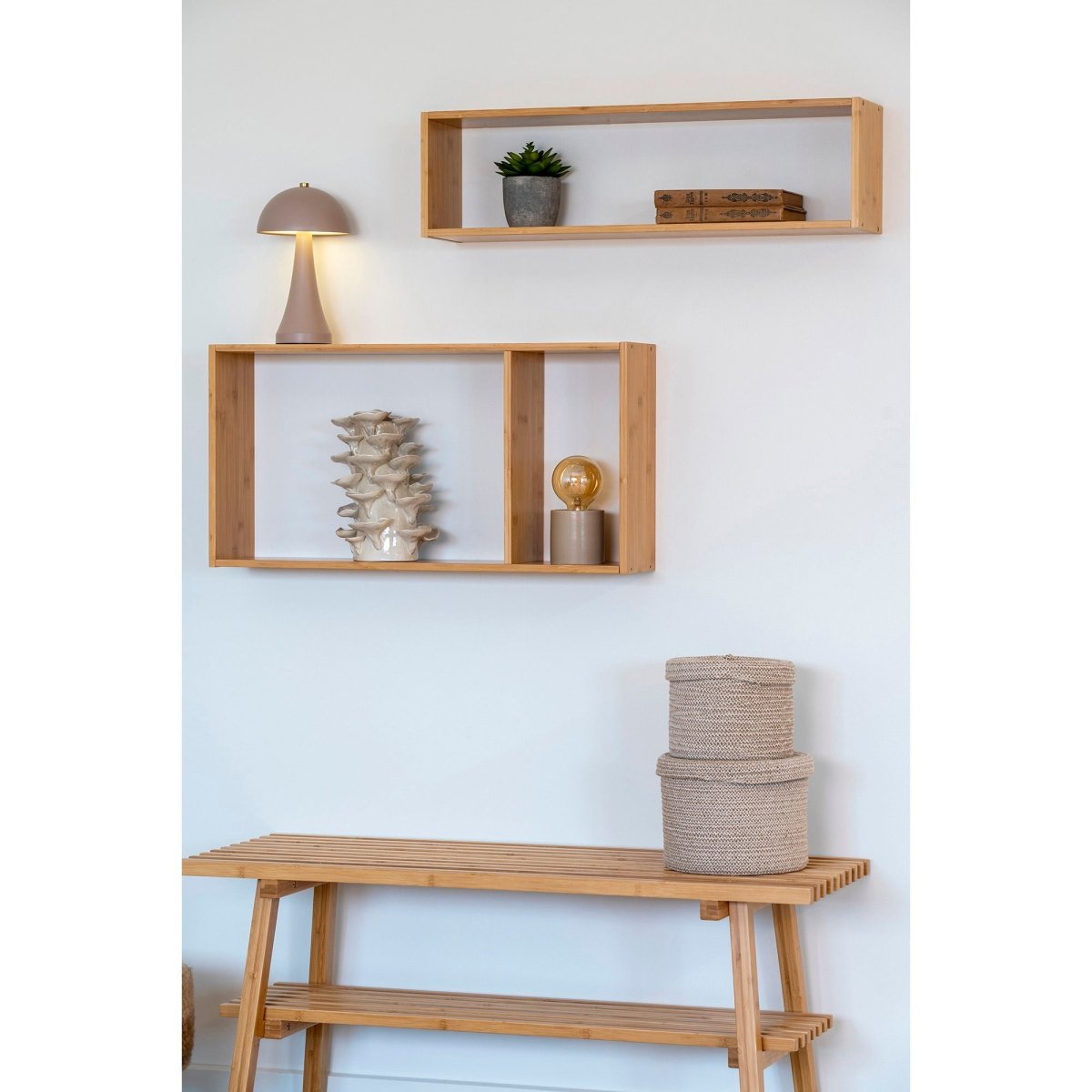 Ember vegghylle bambus natur 70 x 15 x 19,5 cm - Lindas Dekor