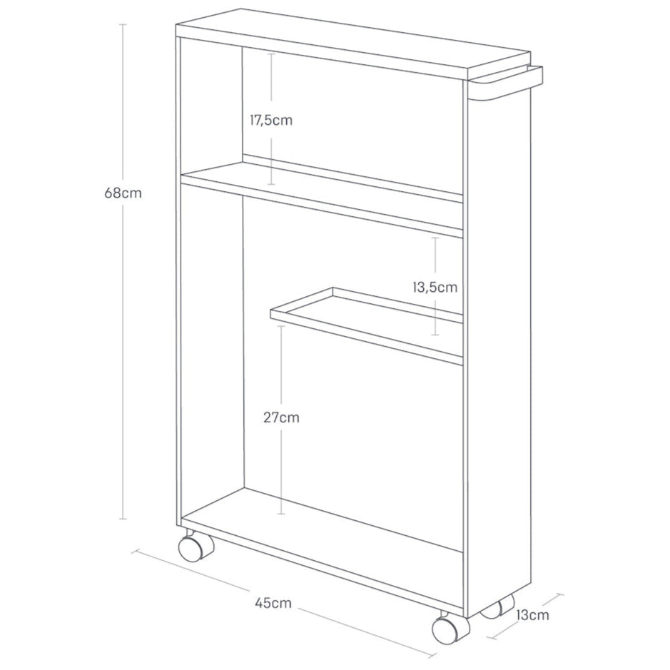 Smal og praktisk oppbevaringsløsning for små rom.