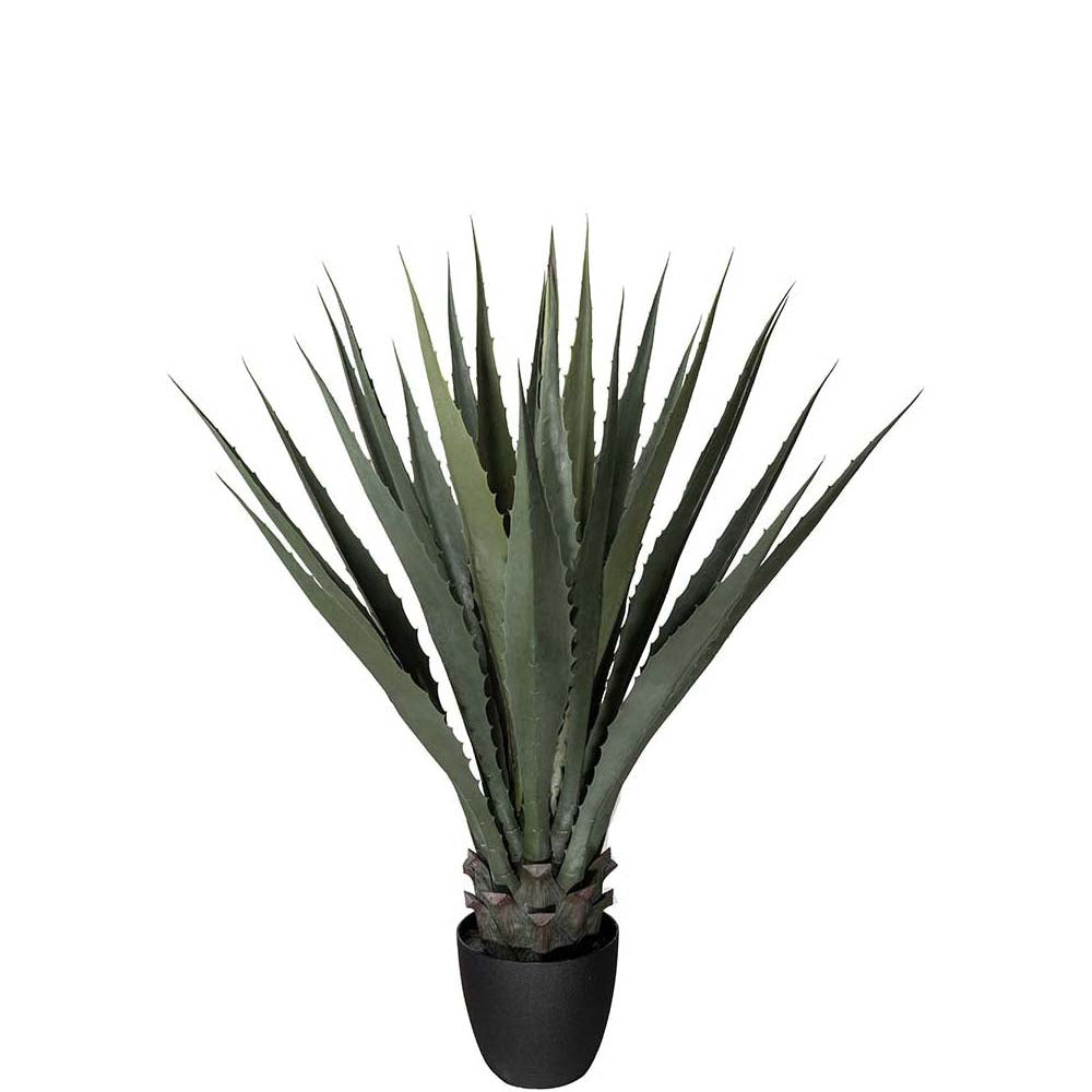Naturtro kunstig agaveplante i sort potte – et stilrent og vedlikeholdsfritt grønt innslag.