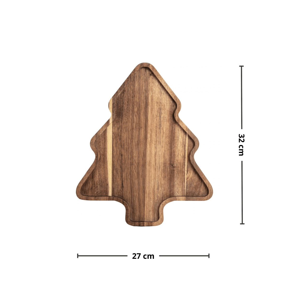 Fad juletræ naturfarvet akasie 32 x 27 x 2 cm - Lindas Dekor Serveringsfad
