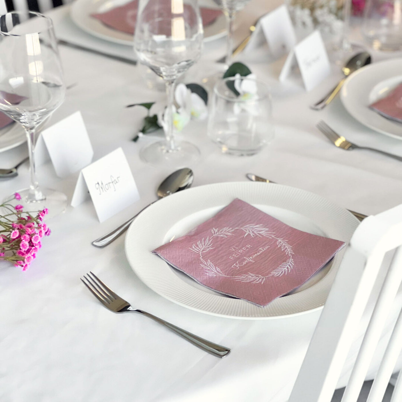 20-pk Servietter til konfirmasjon, gammel-rosa