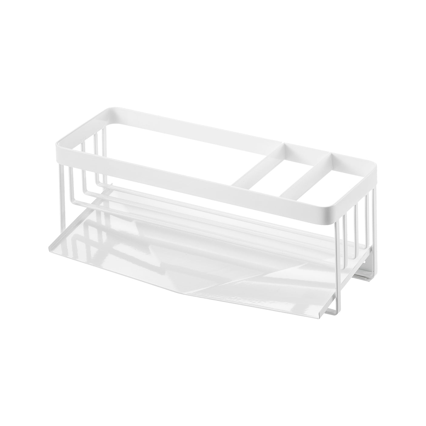 Illustrasjon av hvit såpeholder med oppdelte rom.