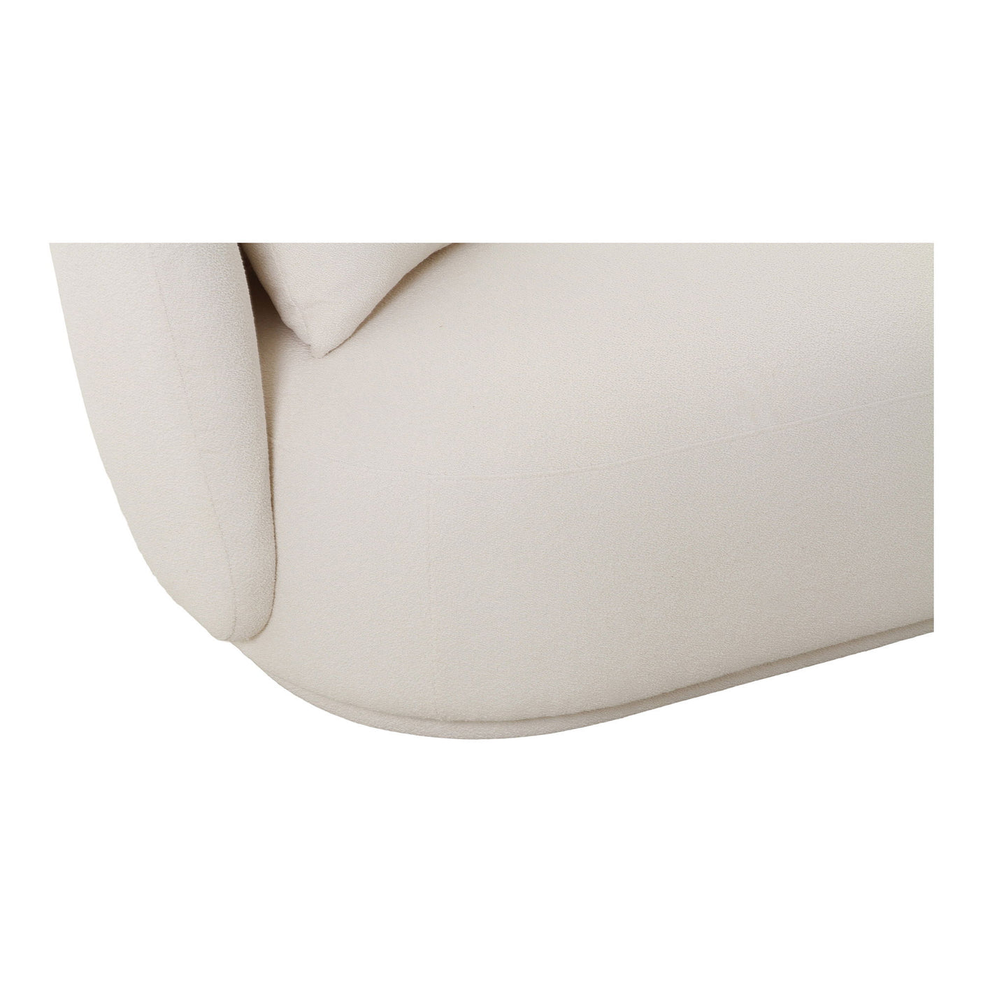 Nærbilde av tekstil og pute på Mykonos Daybed i naturfarge.