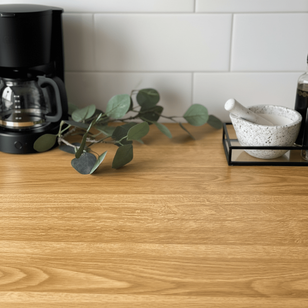 Eik benkefolie med naturtro trestruktur – slitesterk og vanntett kontaktplast til kjøkken