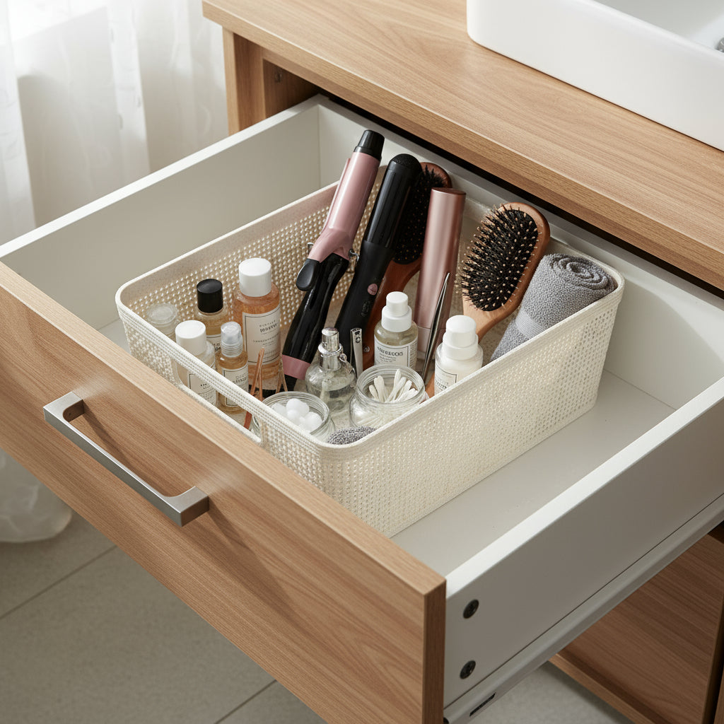 Oppbevaringskurv sandfarget 35 x 29 x 13 cm