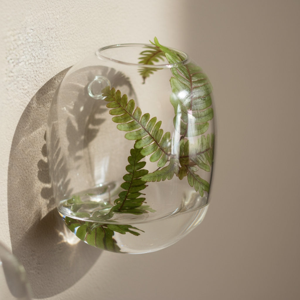 DBKD Pebble veggvase med grønn plante på vegg i lys stue