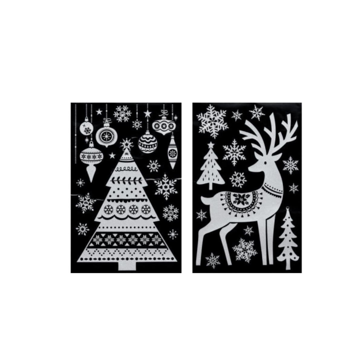 Julestickers juletre og reinsdyr 2 design, 50 x 32 cm - Lindas Dekor Wallstickers