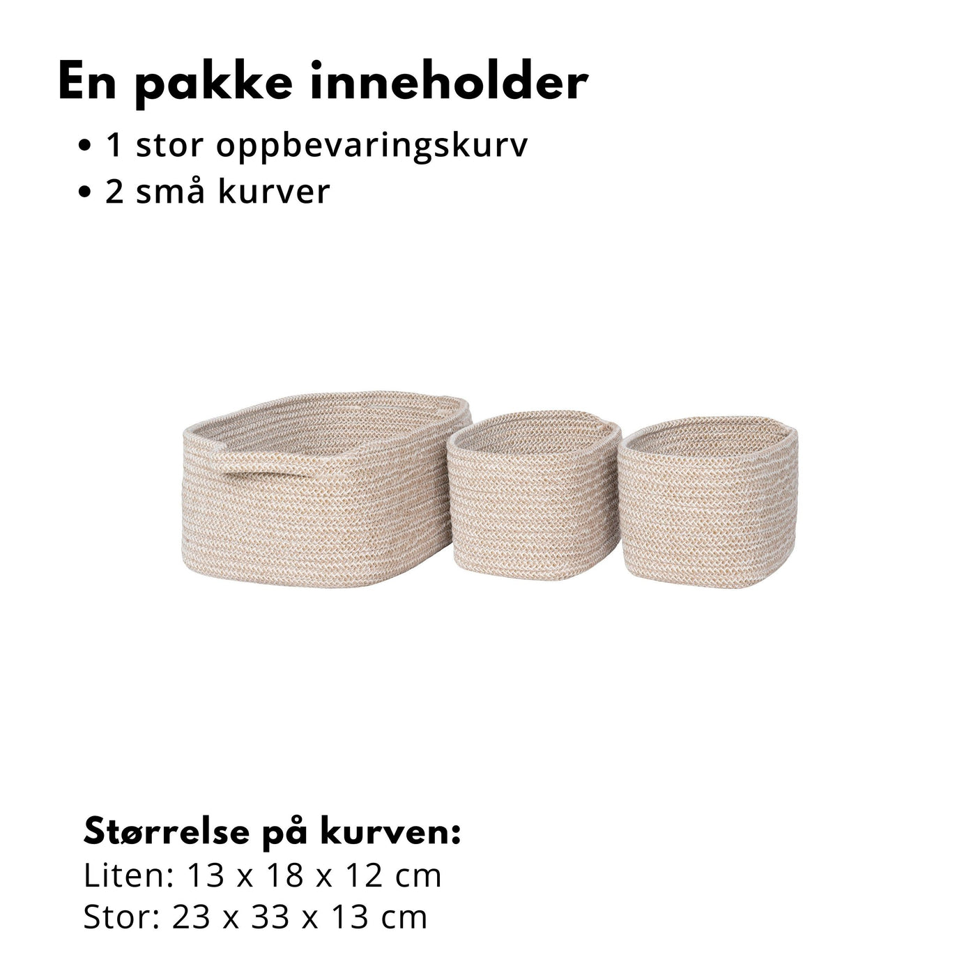 3-pk Teixo oppbevaringskurv
