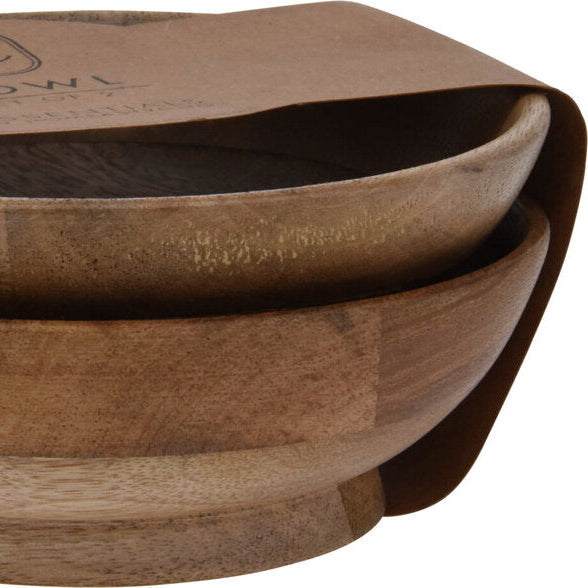 Skåler i mangotre med håndlaget finish, sett á 2 stk som serverings- eller interiørskål.