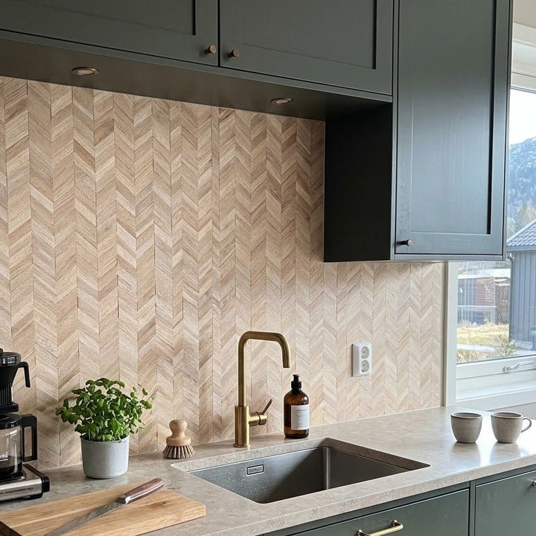 10-pk Nordic Chevron selvklebende veggfliser - Lindas Dekor Veggfliser