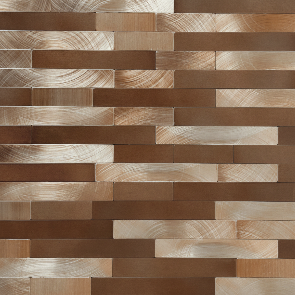 Selvklebende kobberfargede mosaikkfliser i rektangulært design med metallisk glans – moderne veggfliser til kjøkken og bad